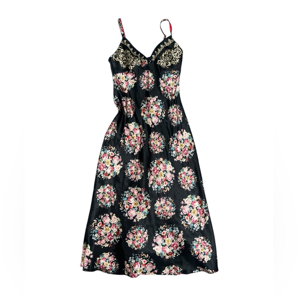 Vintage 90’s Jones New York satin-like floral maxi dress